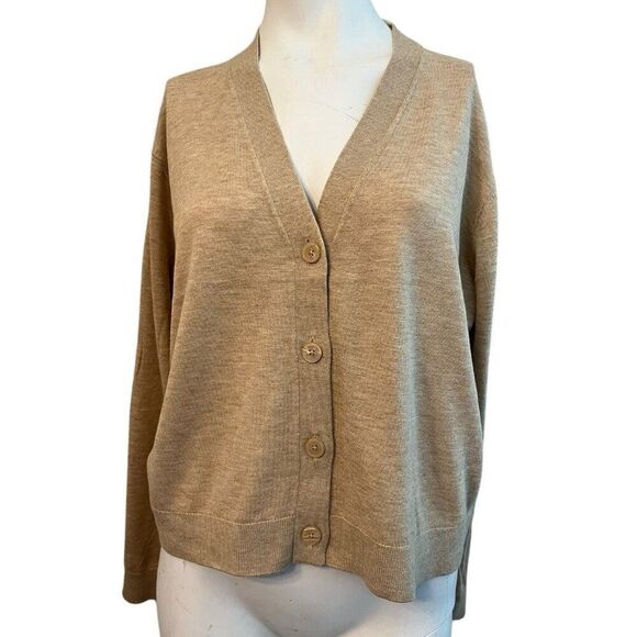 Womens Large Front Button Long Sleeve Cardigan Camel Lightweight A New Day NWT - Picture 1 of 4